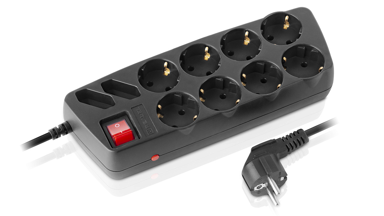 Фільтр мережевий REAL-EL RS-10 PROTECT, 10 розеток 1.8 м, black (EL122300038)